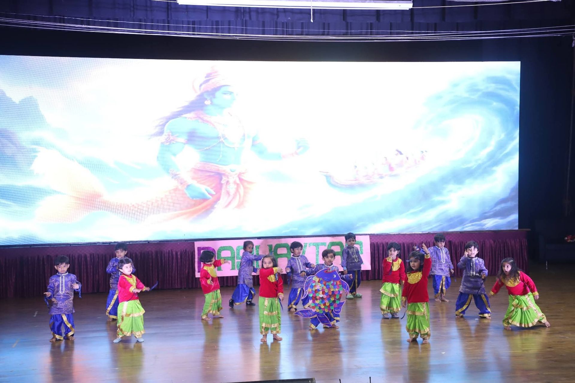 Preschool students performing dance at annual day in Mehsana