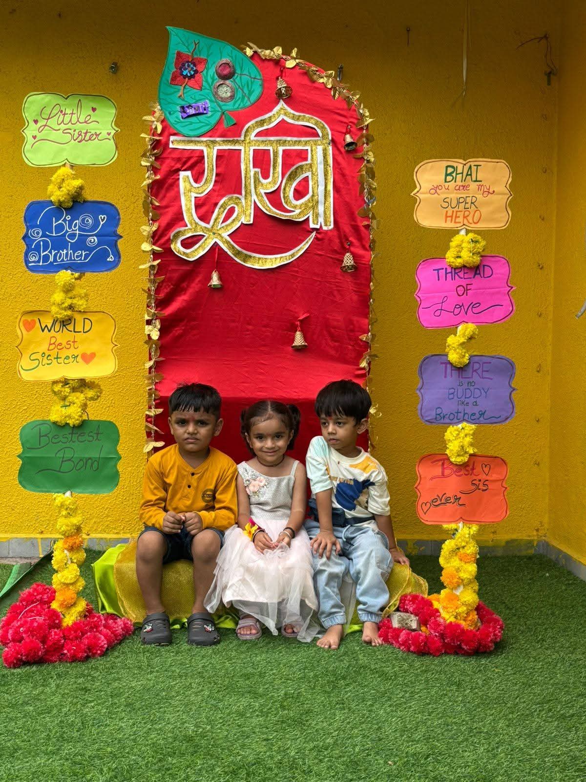 Kids celebrating Rakshabandhan  Day at preschool in Mehsana