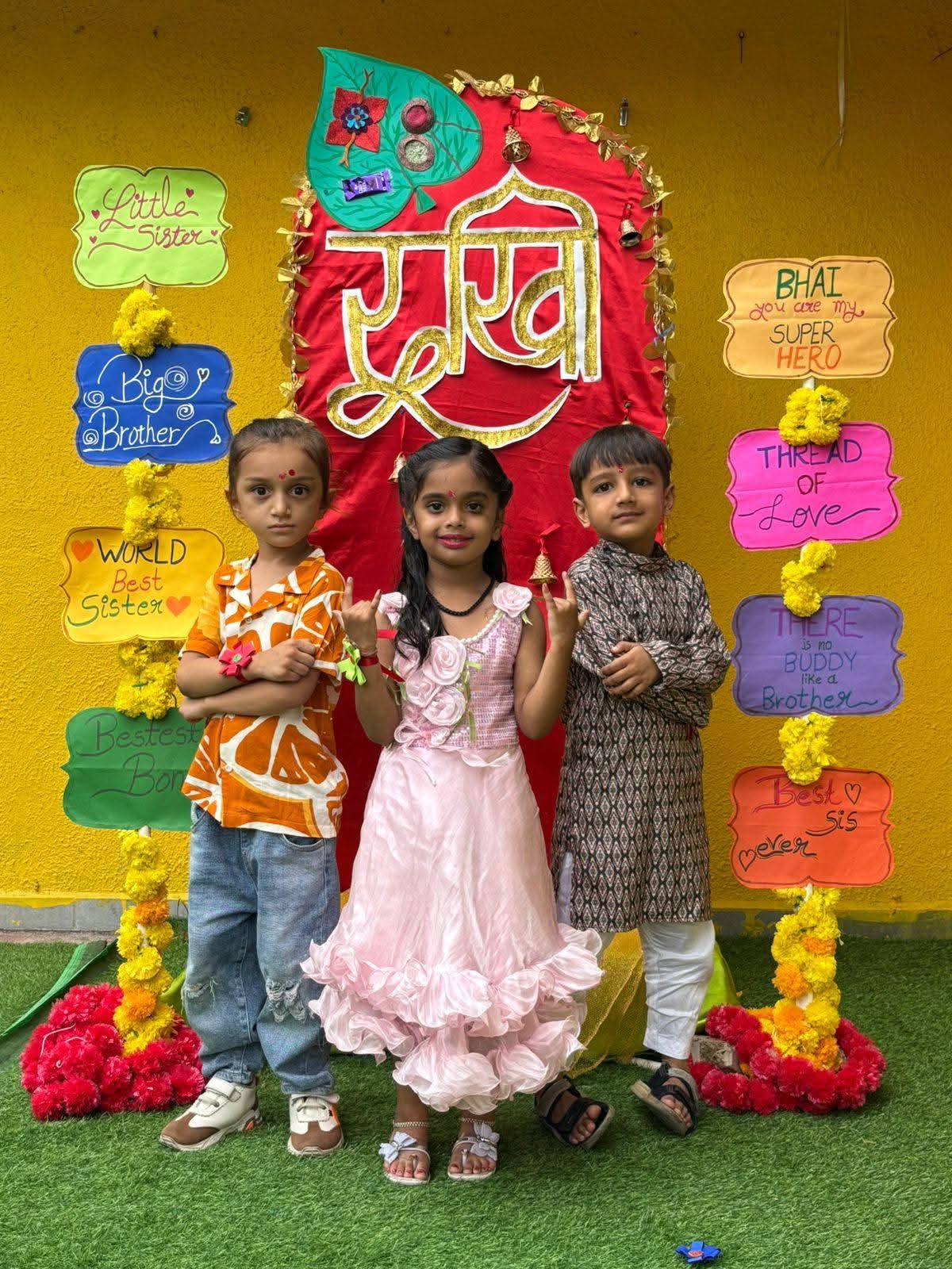 Kids celebrating Rakshabandhan  Day at preschool in Mehsana